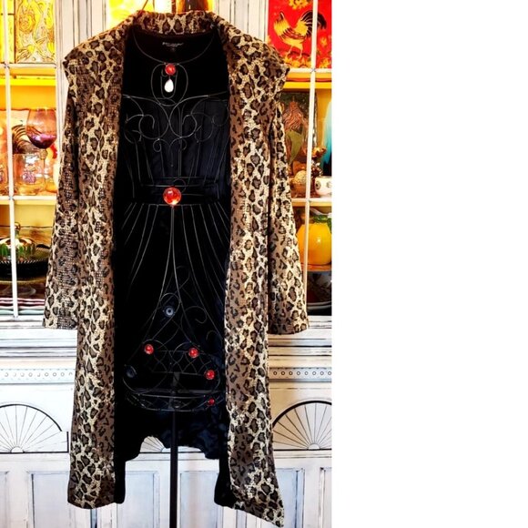 Vintage Betsey Johnson New York Leopard Velvet Snake Overlay Dress Coat Jacket S - Picture 12 of 14